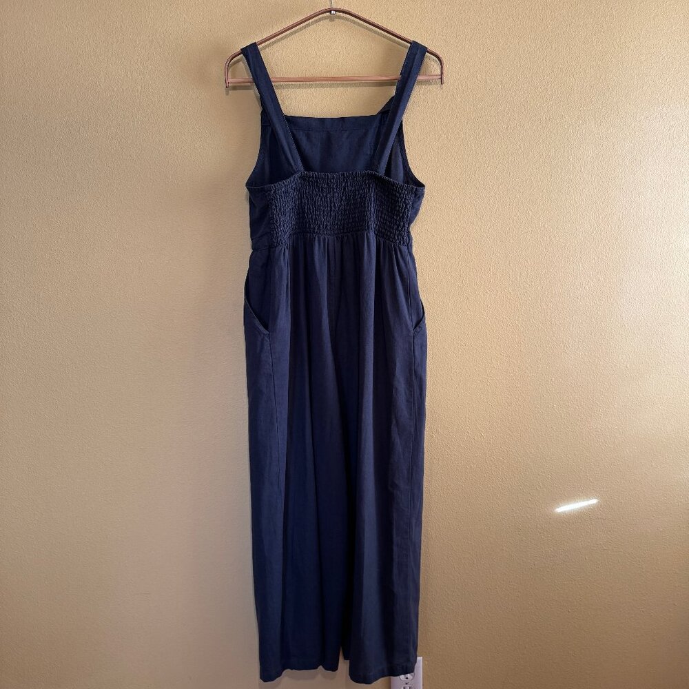 Lucy & Yak Emmy Dungaree: Organic Cotton & Linen (Navy Blue) - Picture 3 of 10